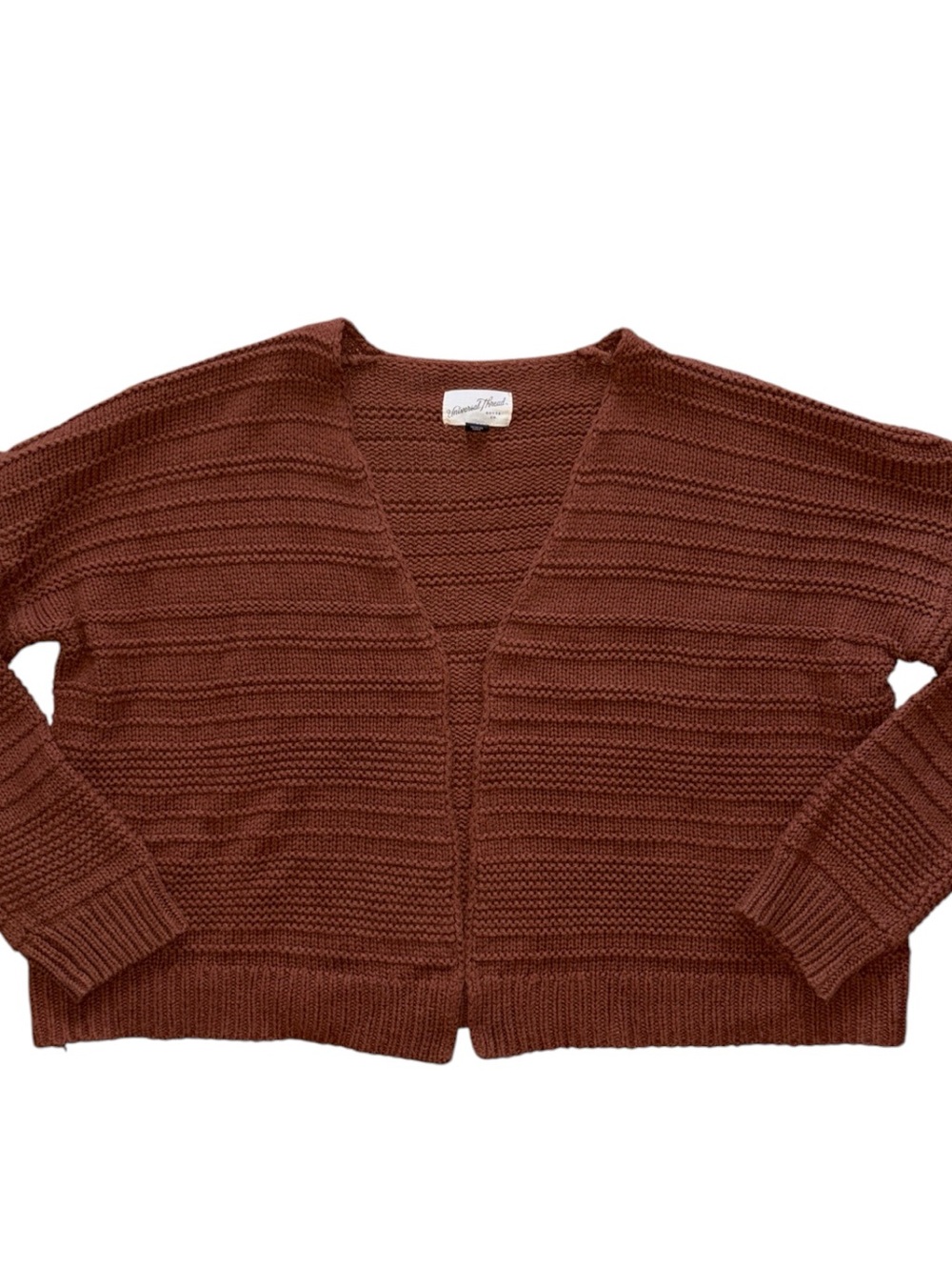 Universal Thread Brown Open-Front Ribbed Cardigan - Picture 3 of 6